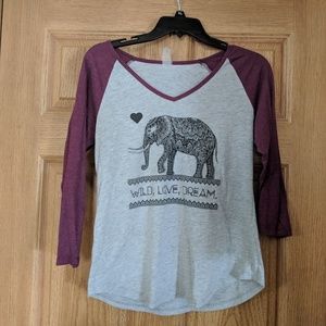 Wild Love Dream 3/4 sleeve elephant top